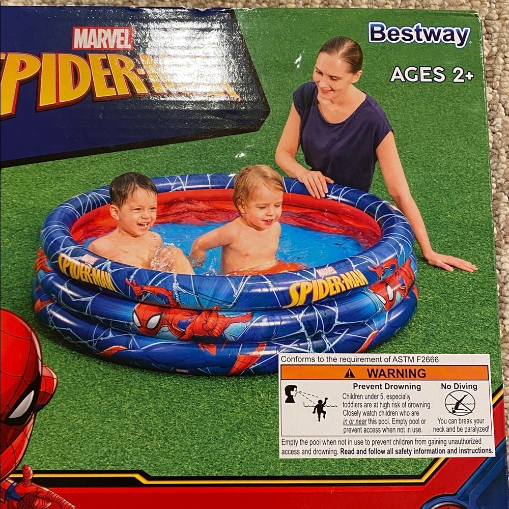 Marvel Spider-man 3 ring kids inflatable pool ages 2+ 48 inches x 12 inches NWT - Picture 6 of 6